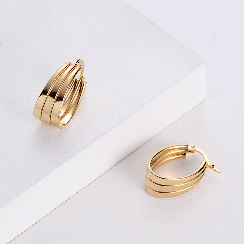 Wholesale Earrings Stainless Steel Triple Circle Twisted Wire Earbuckle OLY-ES-AIMILUO003